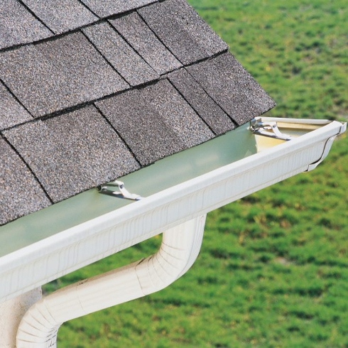 A clean house gutter in the summer