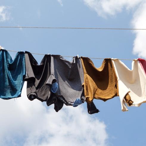 Clothes drying on a clothes line outdoors