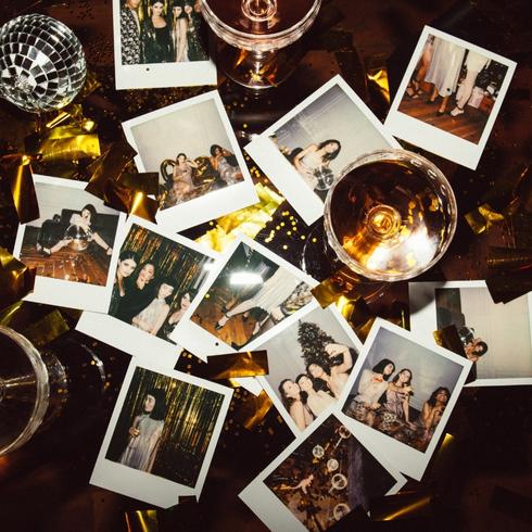 Polaroid photos with new year's decorations
