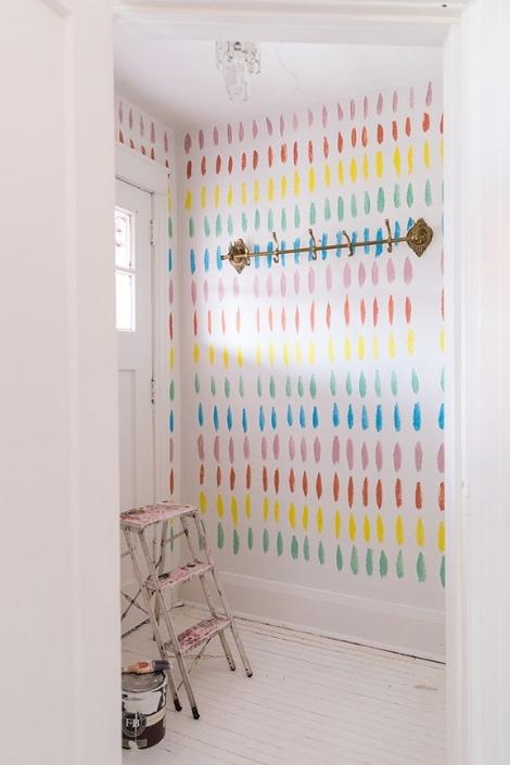 Tiffany Pratt's statement wall entryway made of different colours 
