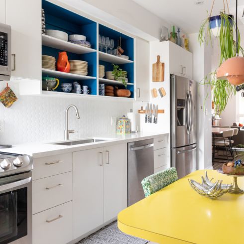 Small Kitchen with fun pops of colour