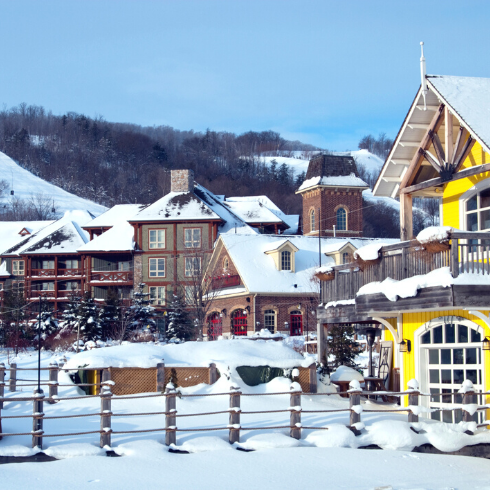 Snowy Blue Mountain ski town in Ontario