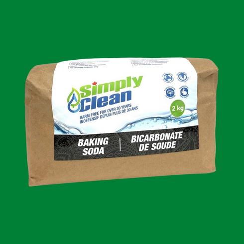 Baking soda package in front of a green background