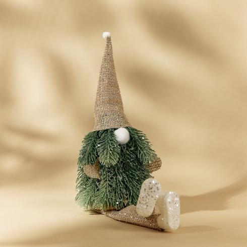 Faux-plant gnome with fabric hat