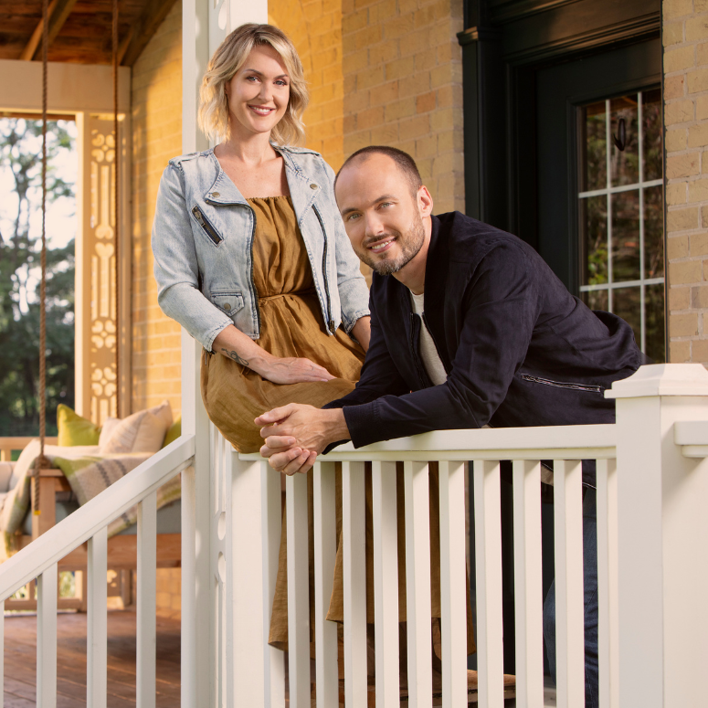 Farmhouse Facelift's billy and carolyn on a porch