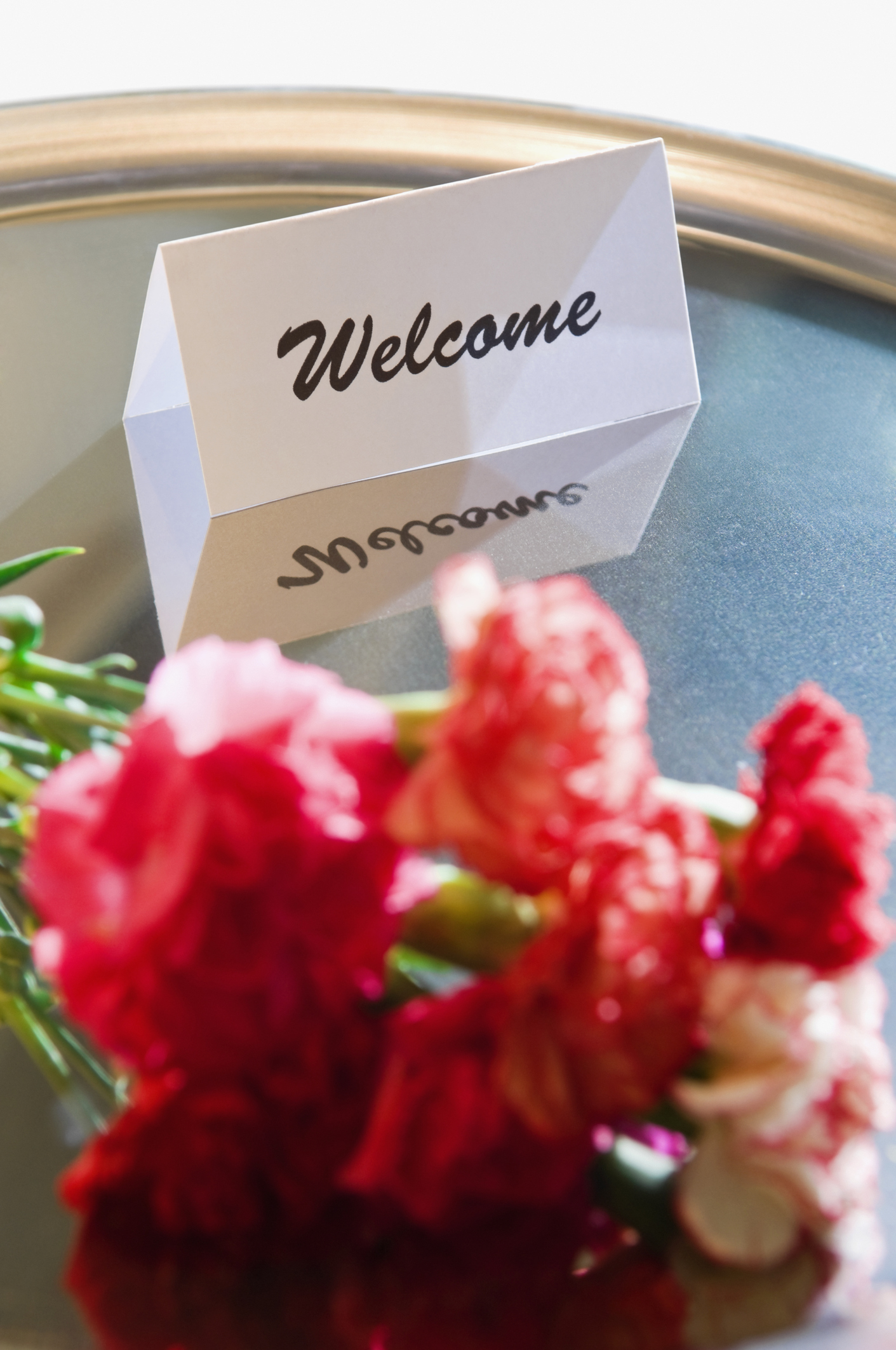 Welcome card on a table