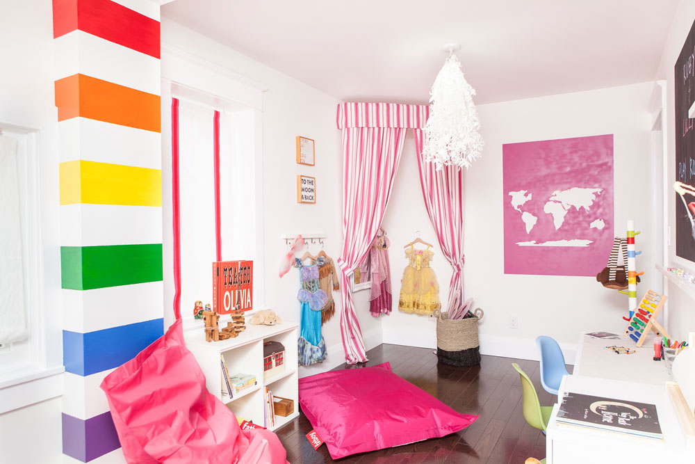 Rainbow playroom design.