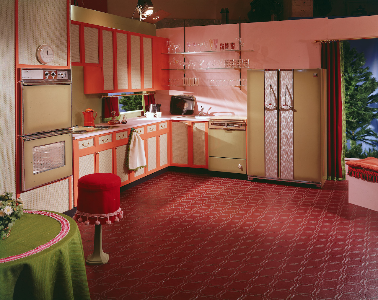 Colourful 1960s kitchen