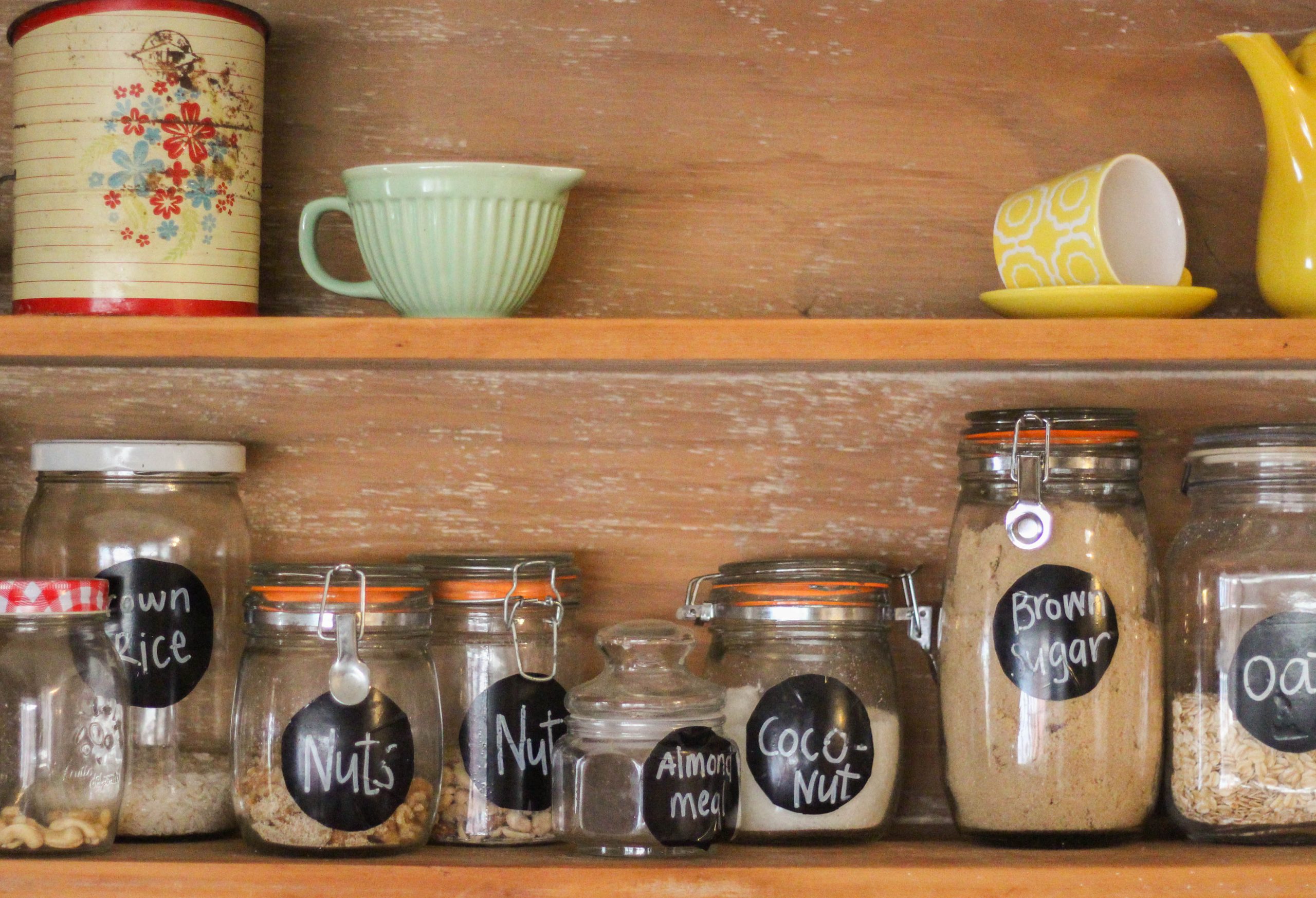 Kitchen hutch with jars of ingredients