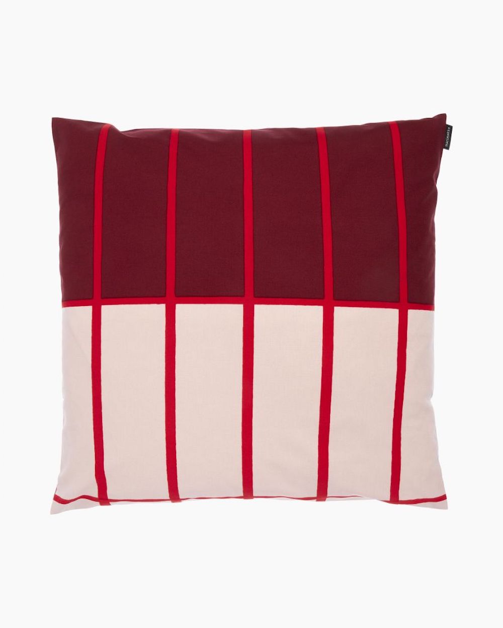A 100 per cent cotton cushion cover with a zipper on one side using the Tiiliskivi (brick) print designed by Marimekko’s founder Armi Ratia