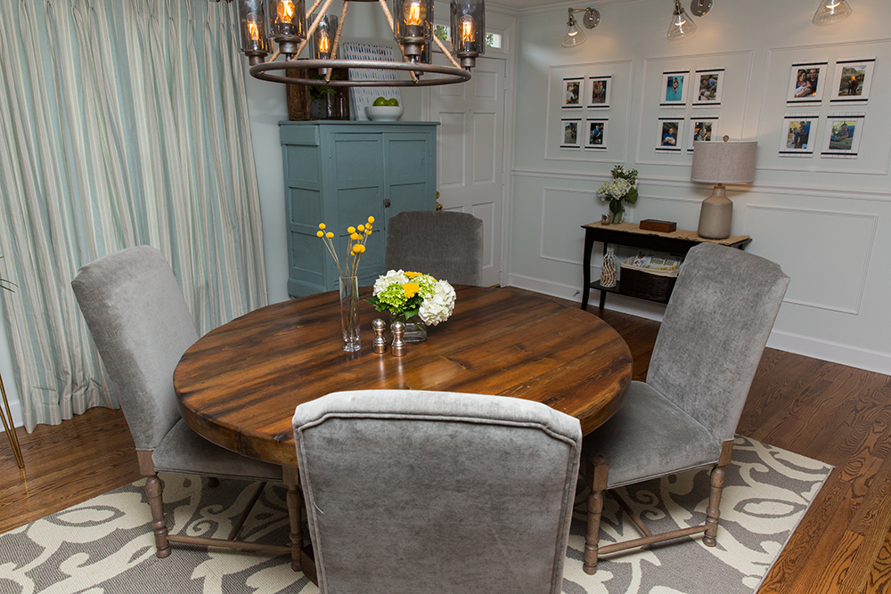 The solid-wood dining-room table holds a lot of personal meaning — Maureen bought it with her husband Josh right after they were married as a commitment to their family.