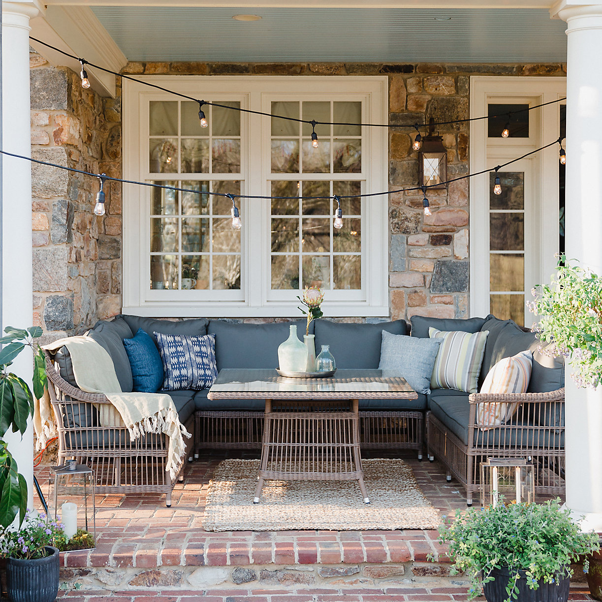 Stylish all-weather outdoor dining nook.