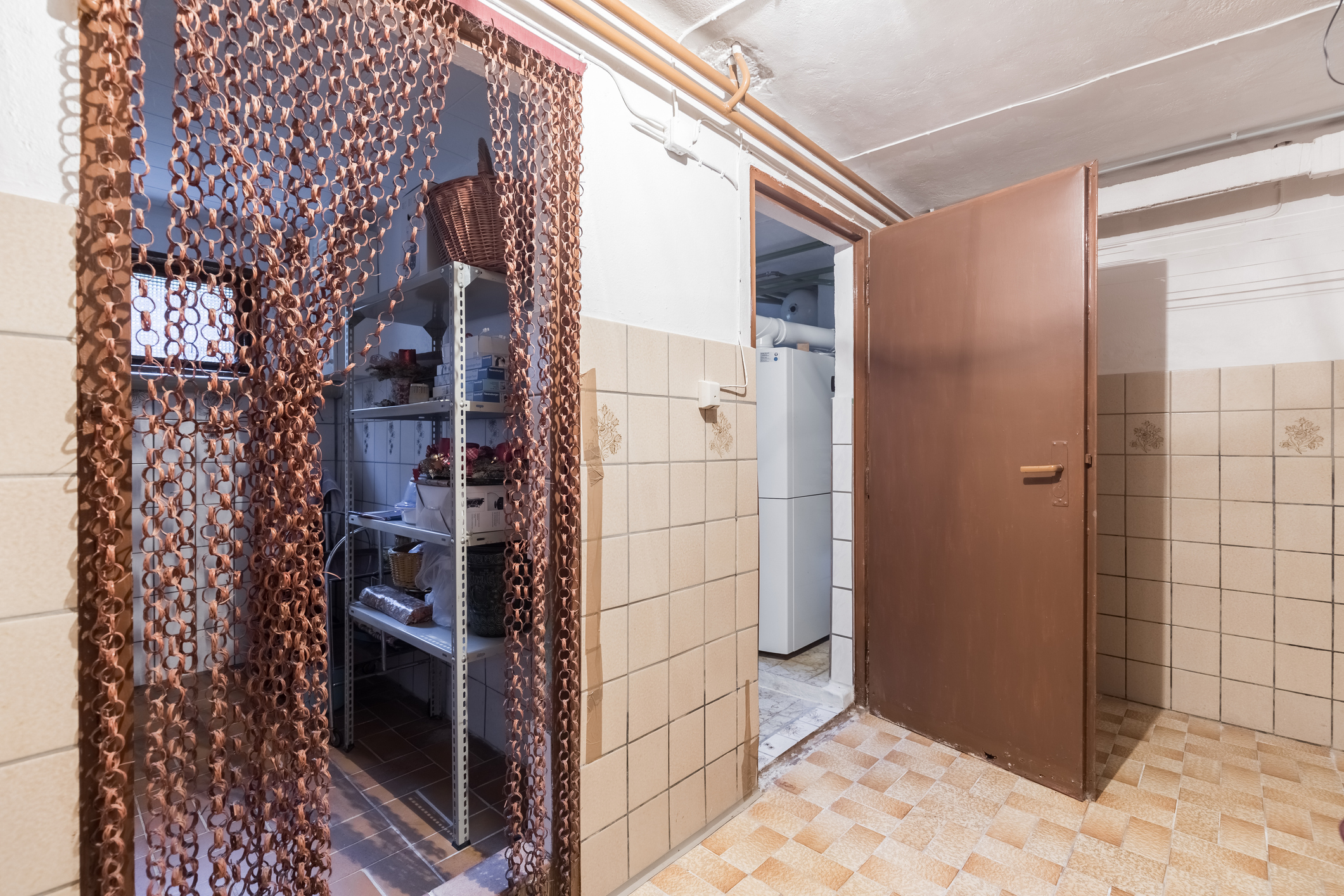 Basement apartment with old tile floor