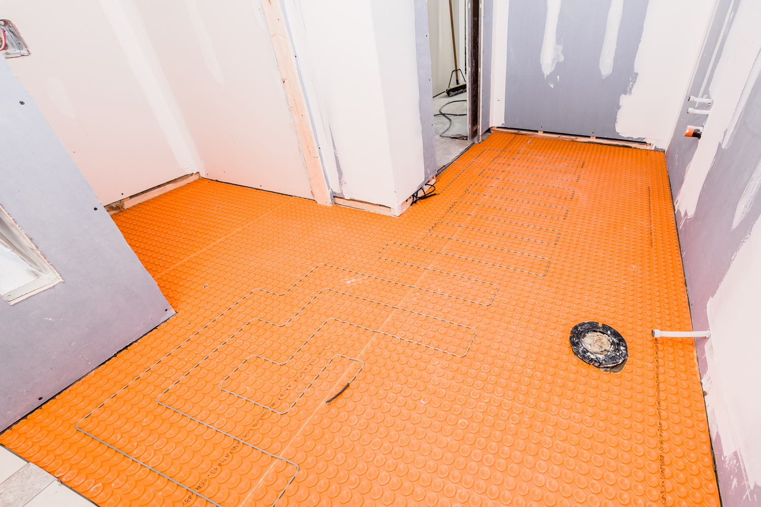 Mid installation of heated floors
