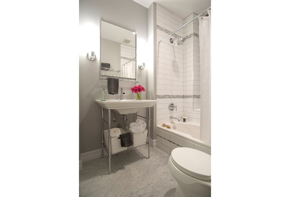 Grey and white bathroom renovation
