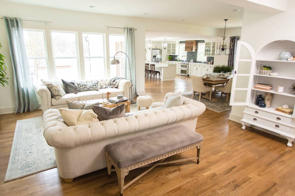 Masters of Flip Farmhouse Feels renovation living room
