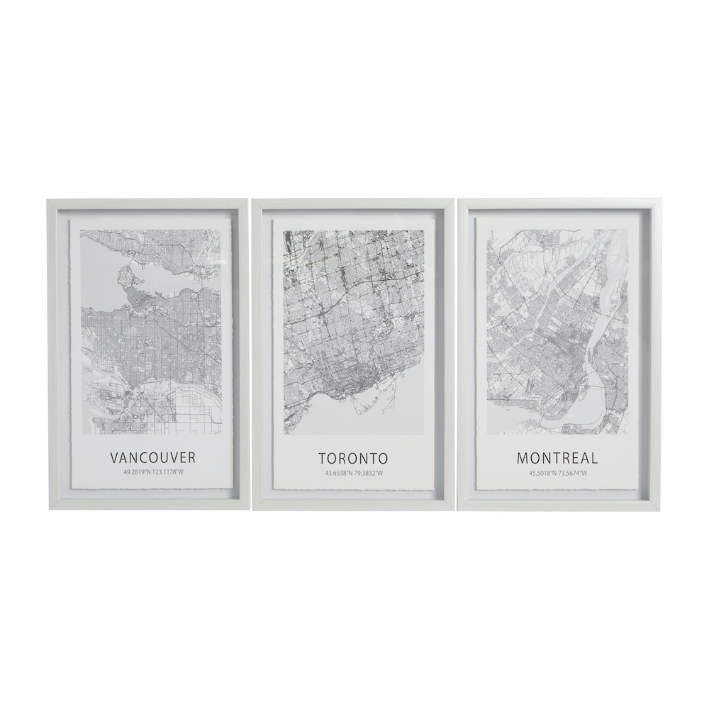 Set of three white framed Canadian Cities Gallery Wall Art found at HomeSense