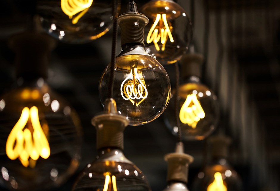 Various lightbulbs hanging