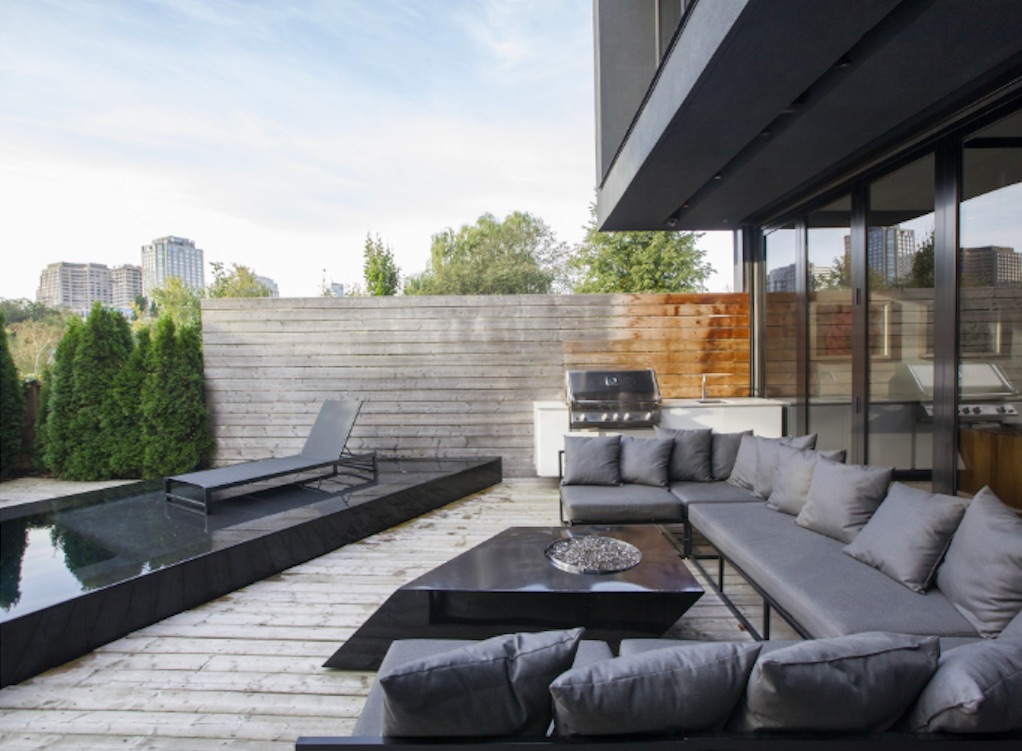 A spacious deck that overlooks the city
