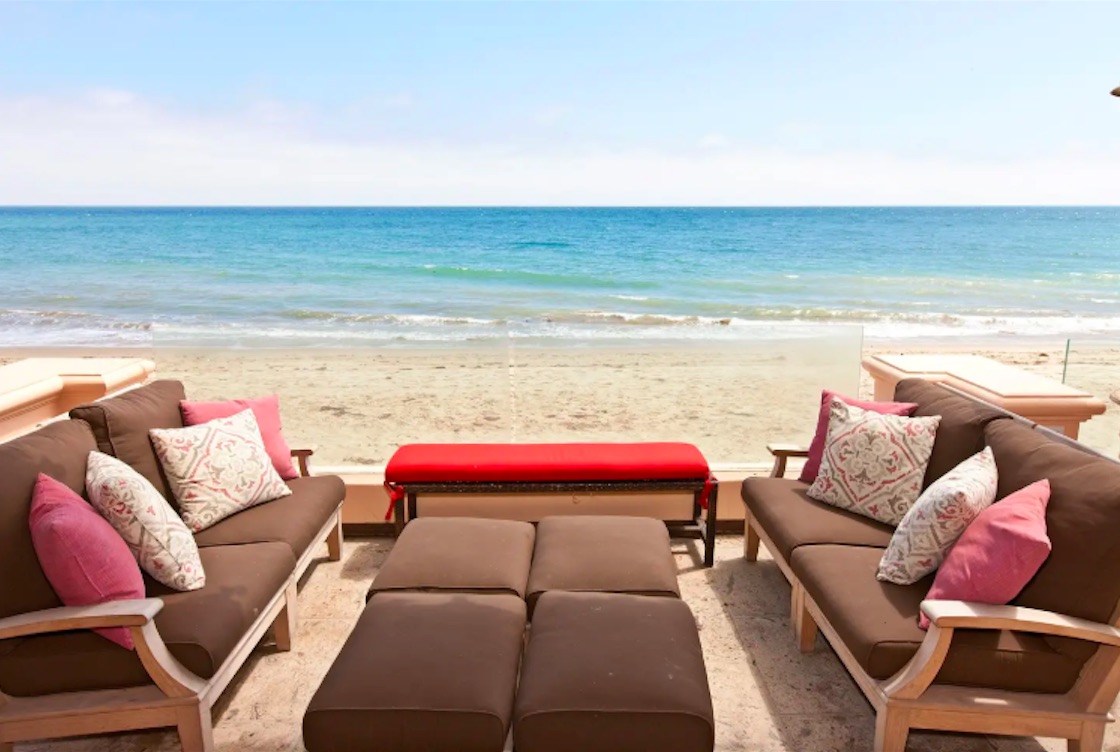 An elegantly furnished Mediterranean villa on the beach