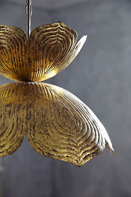 Anthropologie Brass Lotus Pendant