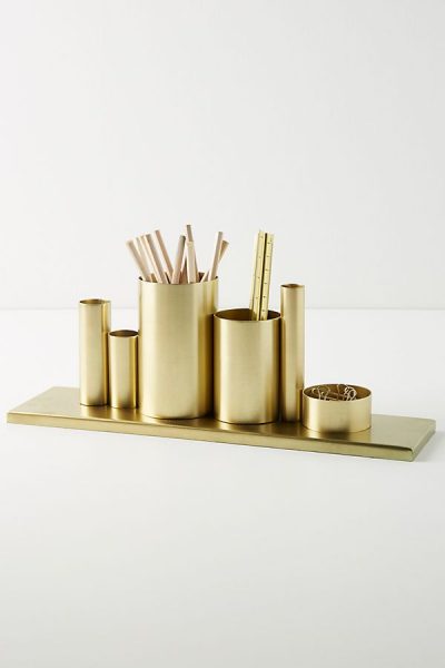 Gold pencil holder set