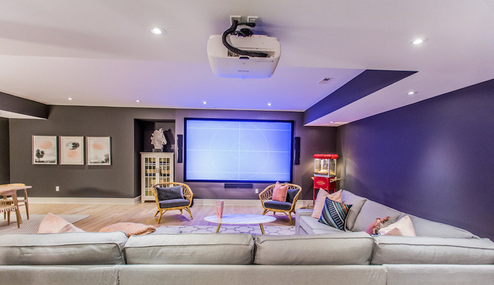 Basement renovation with home theatre