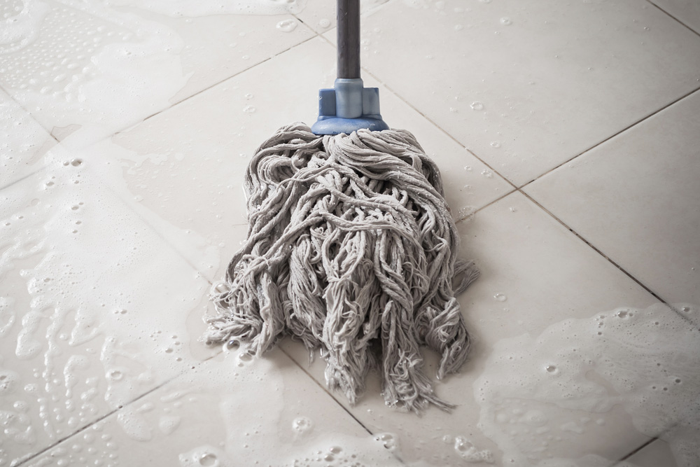 Mop used to wash a floor