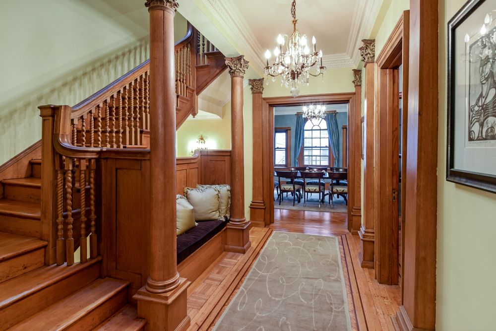 Wooden staircase in Bob Dylan's former Harlem townhouse