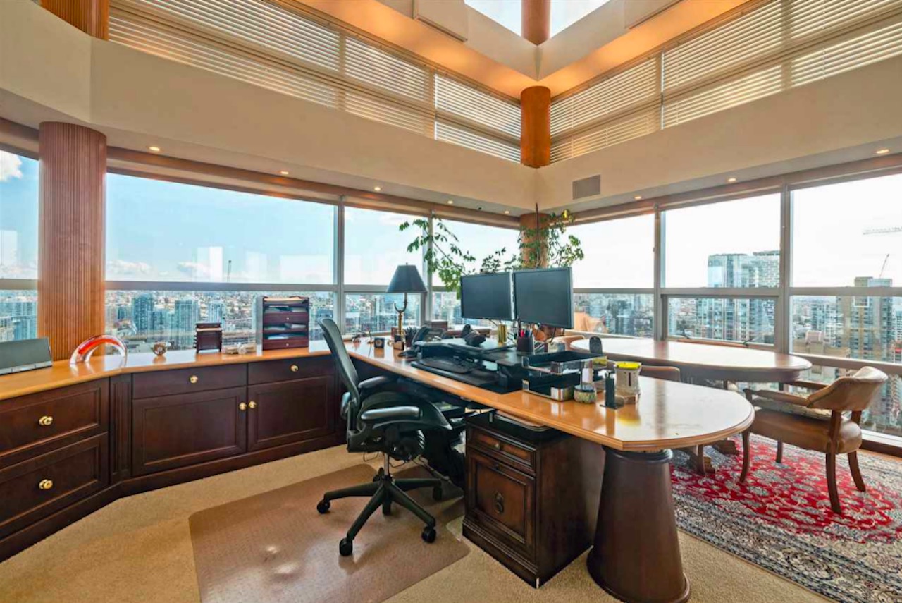 private office with high ceiling