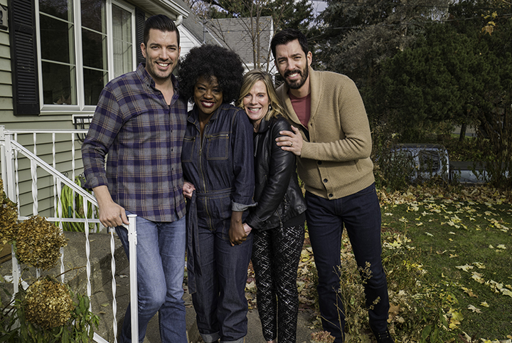 Viola Desmond with the Property Brothers on set of Celebrity IOU