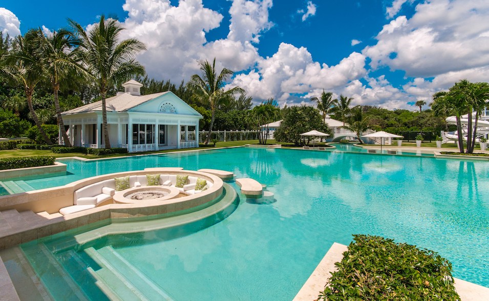 Poolside pavilions in Celine Dion's former Florida mansion