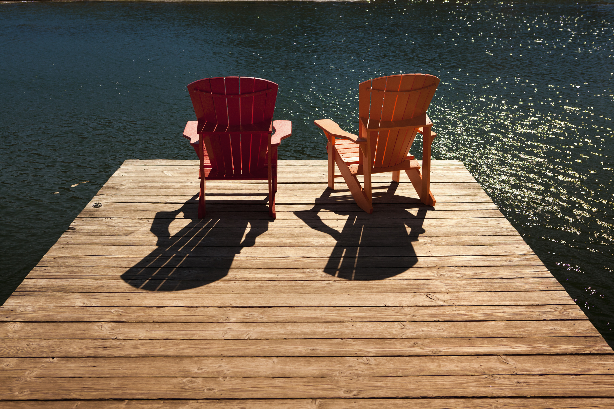 Dock on lake, with chairs