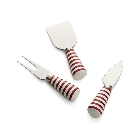 Crate & Barrel Set of 3 Holiday Cheese Knives