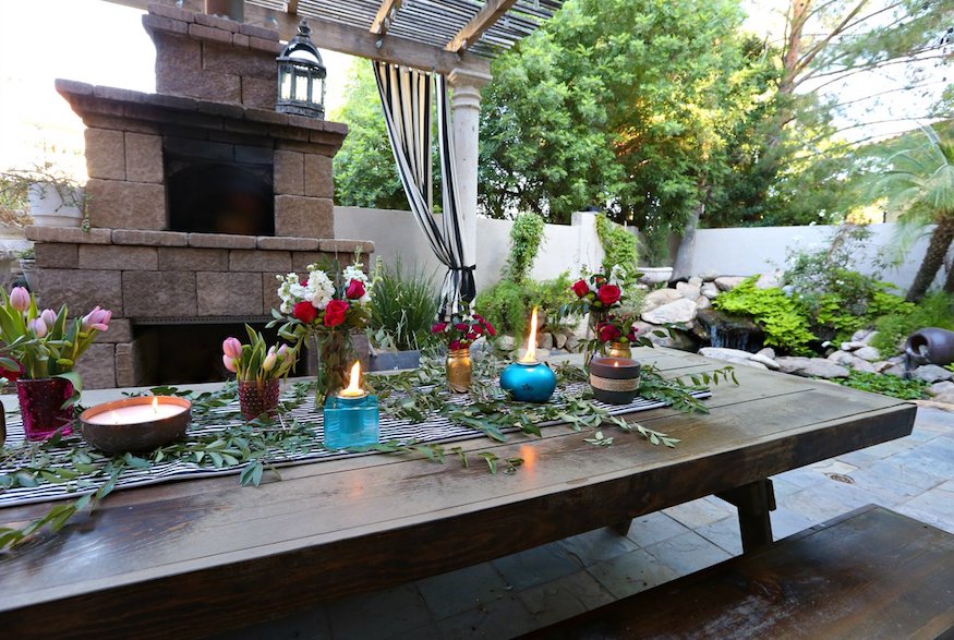 Outdoor table set up for dining
