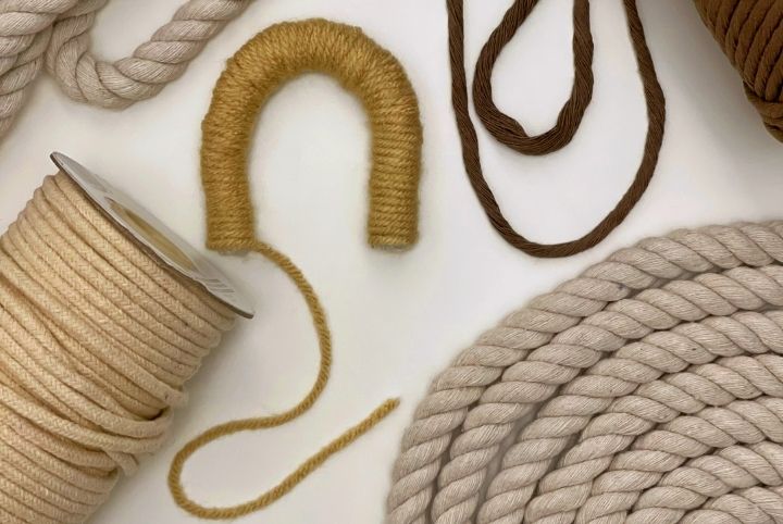 A close up image of the yarn used to create a DIY macrame wall hanging