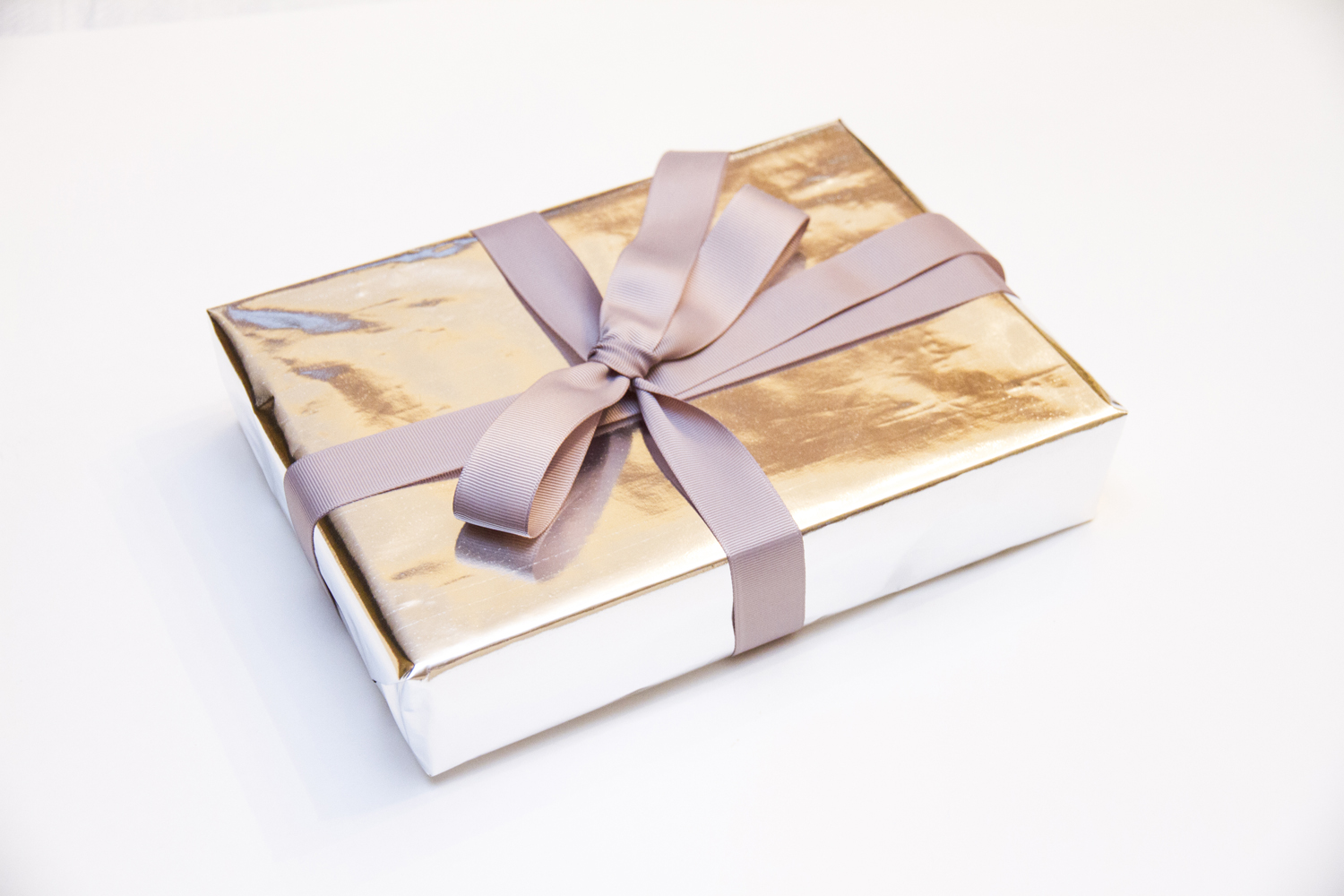 Present wrapped in silver foil