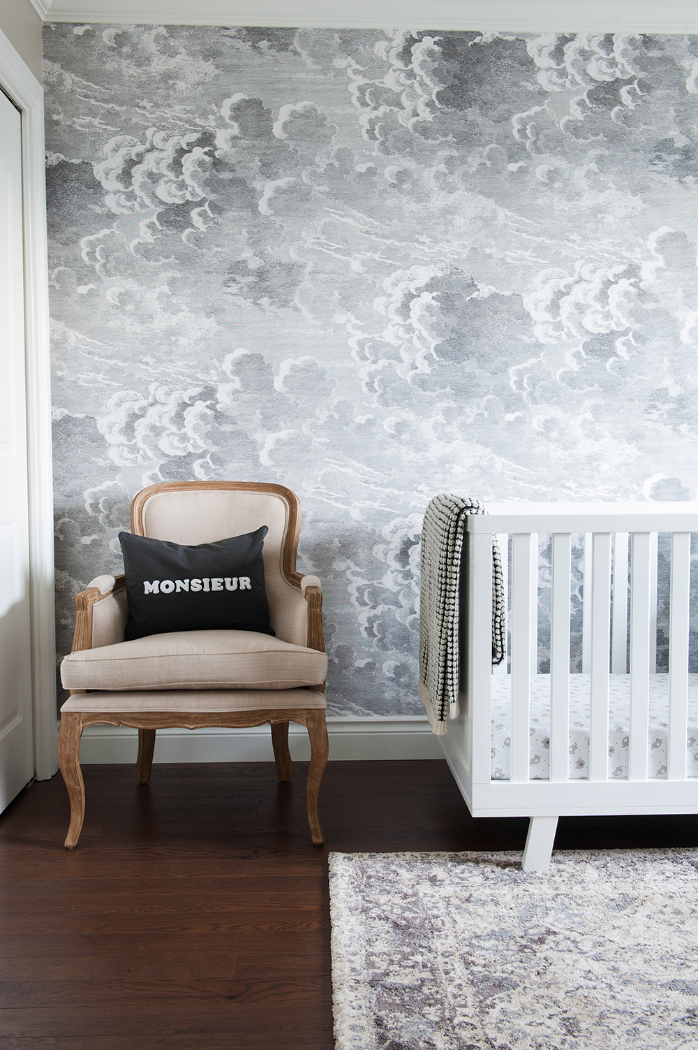 This chair is a pretty and practical nursery addition.