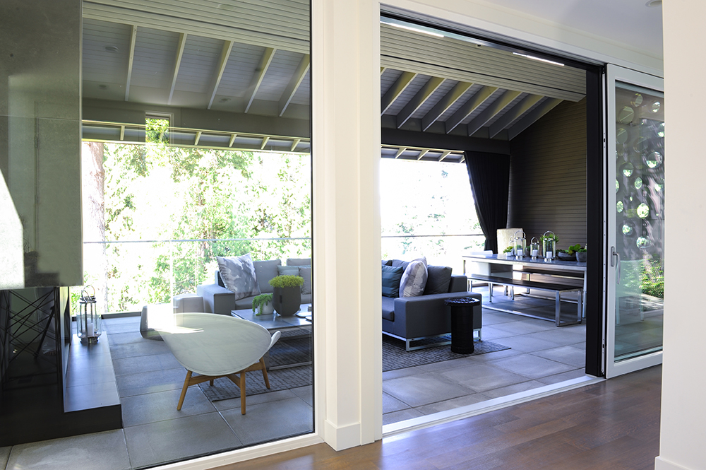Sliding glass doors were a no-brainer for this living area.