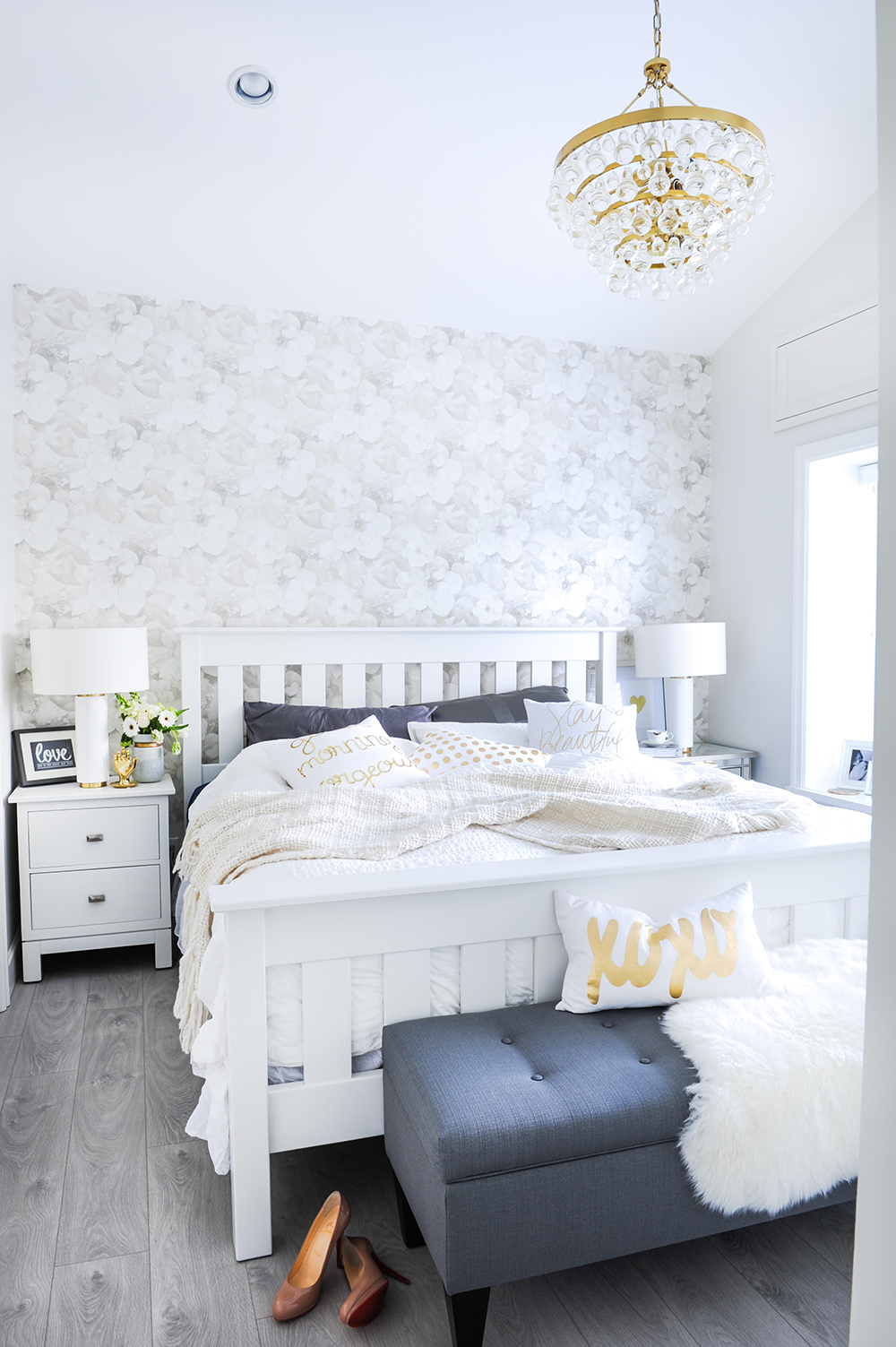 A dreamy light-filled master bedroom with glam touches.