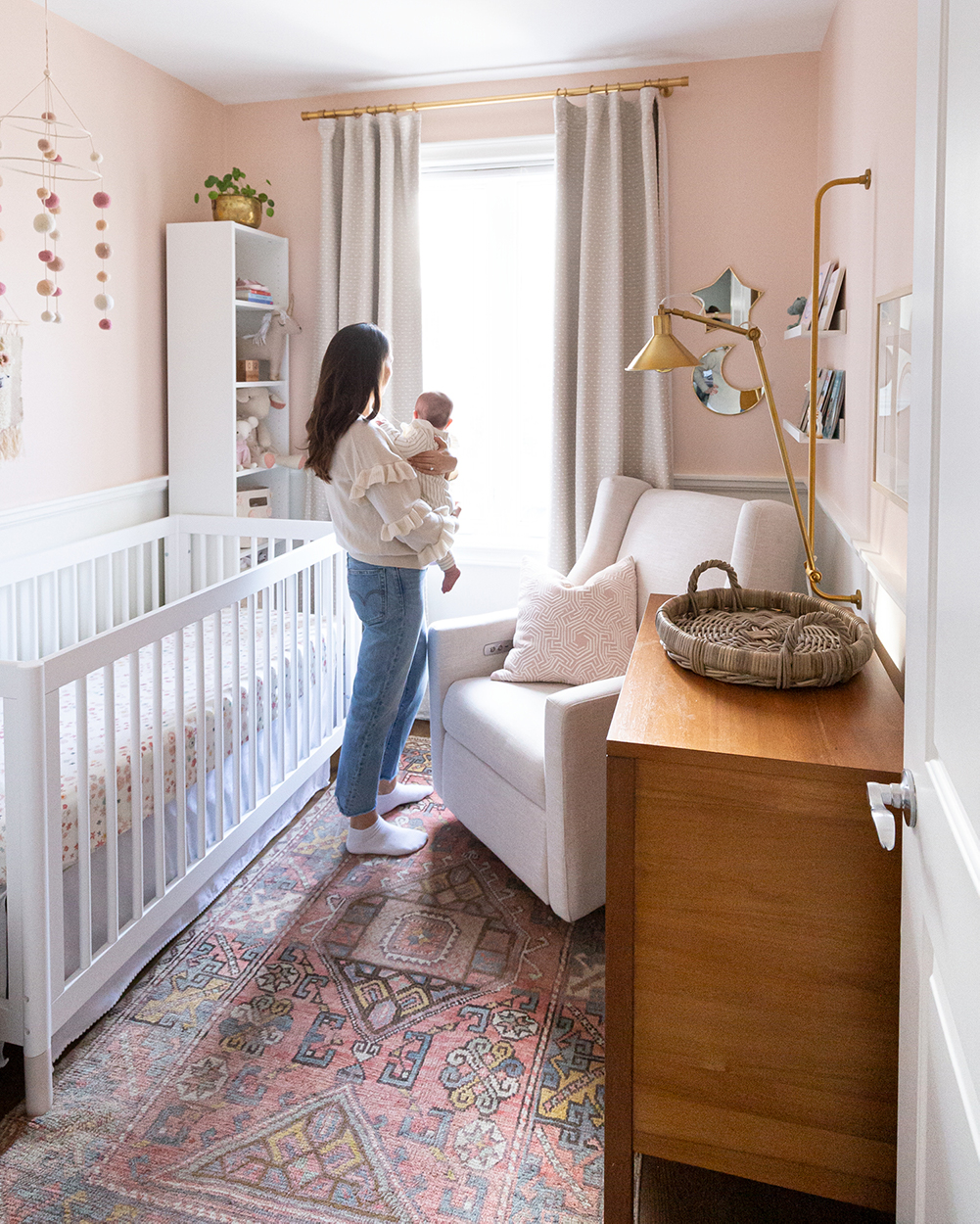 Decorette Kids Interiors small pink nursery walnut dresser