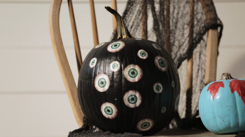 decoupage pumpkin with eyeballs