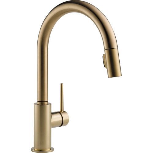 Delta's champagne bronze Trinsic single-handle faucet