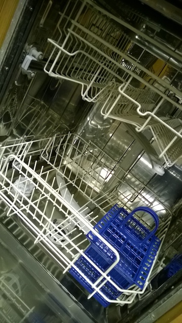 Inside an empty dishwasher