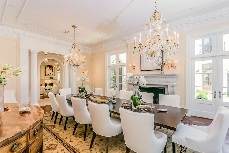 Formal dining room in Beverly Hills Airbnb rented by Drake