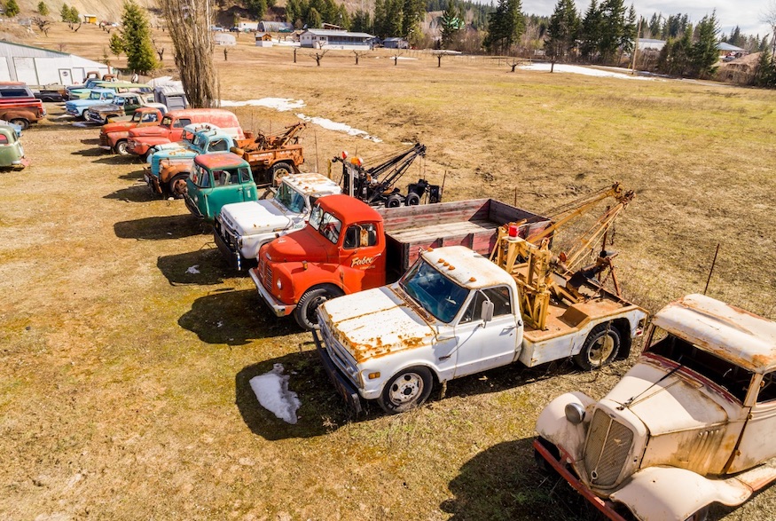 B.C. property with vintage tow trucks