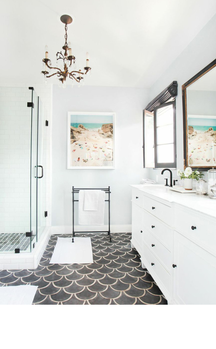Old-world style bathroom by Emily Henderson.