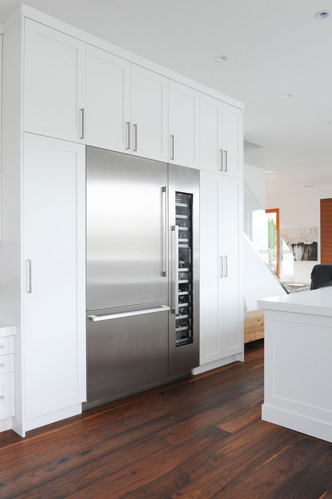 stainless steel fridge with built-in wine storage