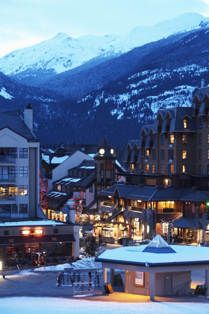 The village of Whistler in winter.