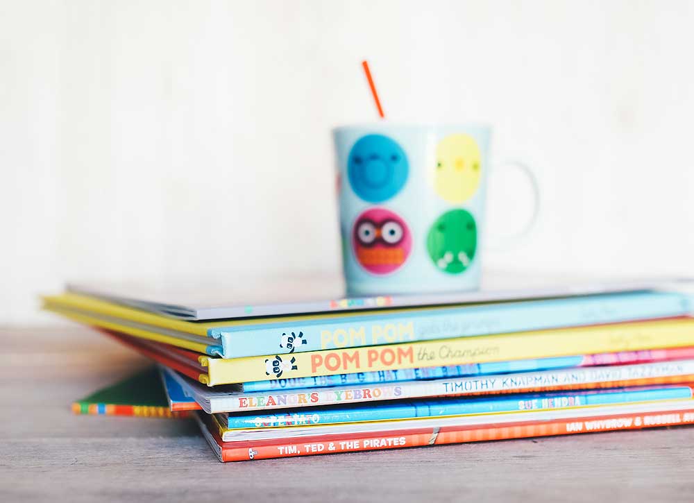 colourful stack of children's books